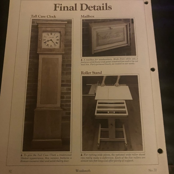 🎉5/$10🎉 Woodsmith magazine no70 August 90 heirloom clock,adjustable roll stand - Picture 8 of 8